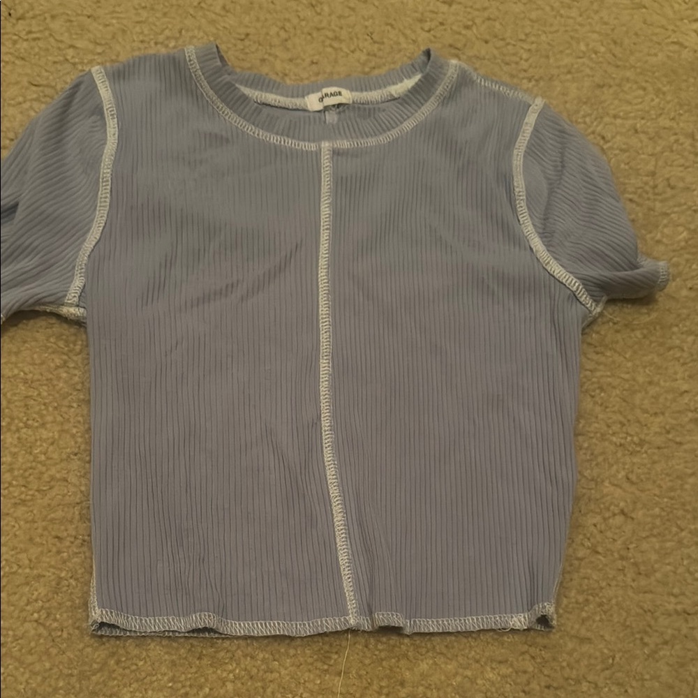 Garage Blue Ribbed Top